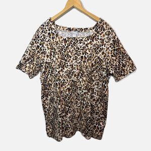 Chico's Tunic Top Leopard Print Mob Wife Size XL Pockets Animal Print